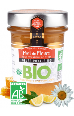 miel de fleurs enrichi à l'huile essentielle de citron et gelée royale bio 250g