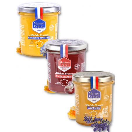 trio de miels de France 400-425g