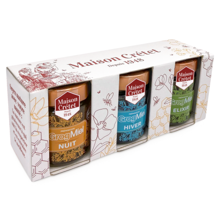 Coffret lot de 3 pots de Grog au miel