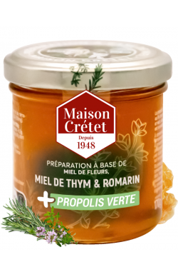 pot de miel de thym, romarin et propolis verte en format 170g