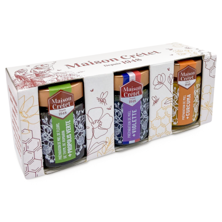 coffret premium avec 3 pots miel enrichie