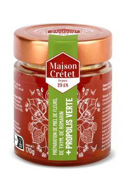 pot de 170g préparation de miel avec de la propolis verte