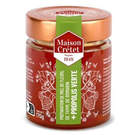 Pot de miel thym, romarin et propolis verte 170g