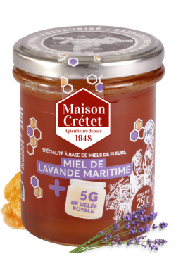 pot de 250g de miel de lavande maritime et gelée royale
