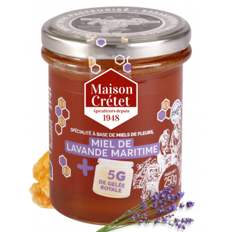 pot de 250g de miel de lavande maritime et gelée royale
