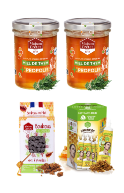 lot de miel et produits enrichis à la propolis